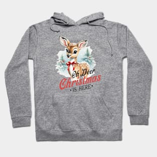 Cute deer in winter landscape in retro look Hoodie